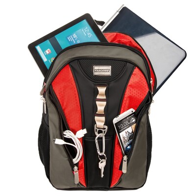 Vangoddy Mesh Nylon Backpack for 15.6 Inch Laptop, Black Red (PT_NBKLEA034_BS)