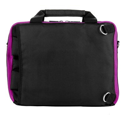 Vangoddy Nylon Backpack Messenger Shoulder Bag Case for 13.3 to 14 Inch Laptop, Black Purple (PT_NBKLEA285_17)