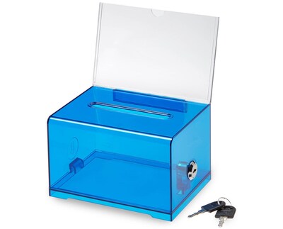 AdirOffice Locking Acrylic Donation & Ballot Box, Blue (637-CRB)
