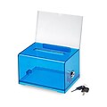 AdirOffice Locking Acrylic Donation & Ballot Box, Blue (637-CRB)