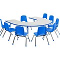 ECR4Kids Thermo-Fused Adjustable 66L x 60W Horseshoe Laminate Activity Table Grey/Blue (ELR-14203-GYBLBLSS)
