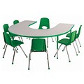 ECR4Kids Thermo-Fused Adjustable 66L x 60W Horseshoe Laminate Activity Table Grey/Green (ELR-14203-GYGNGNSB)