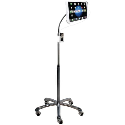 CTA Digital Heavy-Duty Security Gooseneck Floor Stand for iPad/Tablet, Silver (CTAPADSHFS)