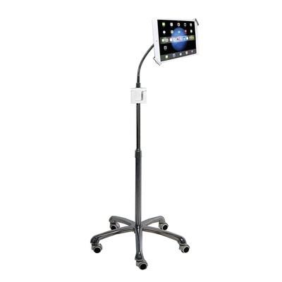 CTA Digital Heavy-Duty Security Gooseneck Floor Stand for iPad/Tablet, Silver (CTAPADSHFS)