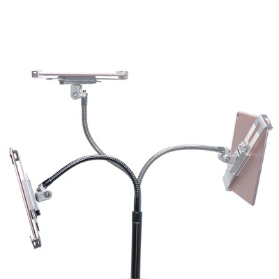 CTA Digital Heavy-Duty Security Gooseneck Floor Stand for iPad/Tablet, Silver (CTAPADSHFS)