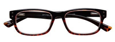 Optitek +2.00 Strength Hi Tech Reading Glasses, Black Demi (EAR7162)