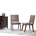 Simpli Home Draper Mid Century Bonded Leather Dining Chair in Ash Blonde (Set of 2) (AXCDCHR-006-ASB)