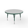 ECR4Kids Thermo-Fused Adjustable Swivel 36 Round Laminate Activity Table Grey/Green (ELR-14214-GYGNGNTS)