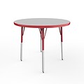 ECR4Kids Thermo-Fused Adjustable Swivel 36 Round Laminate Activity Table Grey/Red (ELR-14214-GYRDRDSS)