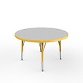 ECR4Kids Thermo-Fused Adjustable Swivel 36 Round Laminate Activity Table Grey/Yellow (ELR-14214-GYYEYETS)