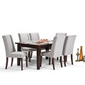 Simpli Home Sotherby 7 piece Dining Set in Cloud Grey Linen Look Fabric (AXCDS7SB-CLG)