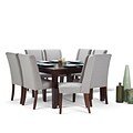 Simpli Home Sotherby 9 piece Dining Set in Cloud Grey Linen Look Fabric (AXCDS9SB-CLG)