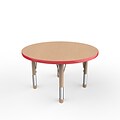ECR4Kids Thermo-Fused Adjustable 36 Round Laminate Activity Table Maple/Red/Sand (ELR-14214-MPRDSDCH)