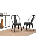 Simpli Home Merritt Metal Dining Arm Chair in Distressed Black with Copper (Set of 2) (AXCMER-01-DBL)