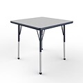 ECR4Kids Thermo-Fused Adjustable Ball 30 Square Laminate Activity Table Grey/Navy (ELR-14216-GYNVNVSB)
