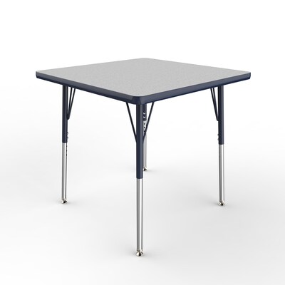 ECR4Kids Thermo-Fused Adjustable Swivel 30 Square Laminate Activity Table Grey/Navy (ELR-14216-GYNVNVSS)