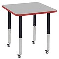 ECR4Kids T-Mold Adjustable Leg 30 Square Laminate Activity Table Grey/Red/Black (ELR-14116-GRDBK-SL)