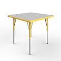 ECR4Kids Thermo-Fused Adjustable Swivel 30 Square Laminate Activity Table Grey/Yellow (ELR-14216-GYYEYESS)