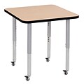 ECR4Kids T-Mold Adjustable Leg 30 Square Laminate Activity Table Maple/Black/Silver (ELR-14116-MBKSV-SL)