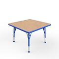 ECR4Kids Thermo-Fused Adjustable Ball 30 Square Laminate Activity Table Maple/Blue (ELR-14216-MPBLBLTB)