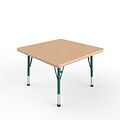 ECR4Kids Thermo-Fused Adjustable Ball 30 Square Laminate Activity Table Maple/Maple/Green (ELR-14216-MPMPGNTB)