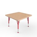ECR4Kids Thermo-Fused Adjustable Ball 30 Square Laminate Activity Table Maple/Maple/Red (ELR-14216-MPMPRDTB)