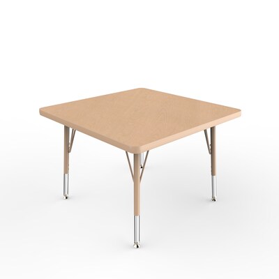 ECR4Kids Thermo-Fused Adjustable Swivel 30 Square Laminate Activity Table Maple/Maple/Sand (ELR-14216-MPMPSDTS)