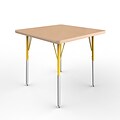 ECR4Kids Thermo-Fused Adjustable Swivel 30 Square Laminate Activity Table Maple/Maple/Yellow (ELR-14216-MPMPYESS)