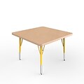 ECR4Kids Thermo-Fused Adjustable Swivel 30 Square Laminate Activity Table Maple/Maple/Yellow (ELR-14216-MPMPYETS)