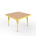 ECR4Kids Thermo-Fused Adjustable Ball 30 Square Laminate Activity Table Maple/Yellow (ELR-14216-MPYEYETB)