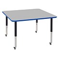 ECR4Kids T-Mold Adjustable Leg 48 Square Laminate Activity Table Grey/Blue/Black (ELR-14117-GBLBK-SL)