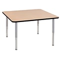 ECR4Kids Thermo-Fused Adjustable Leg 48 Square Laminate Activity Table Maple/Black/Silver (ELR-14217-MPBKSVSL)