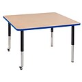 ECR4Kids Thermo-Fused Adjustable Leg 48 Square Laminate Activity Table Maple/Blue/Black (ELR-14217-MPBLBKSL)