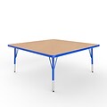ECR4Kids Thermo-Fused Adjustable Swivel 48 Square Laminate Activity Table Maple/Blue (ELR-14217-MPBLBLTS)