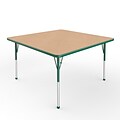 ECR4Kids Thermo-Fused Adjustable Ball 48 Square Laminate Activity Table Maple/Green (ELR-14217-MPGNGNSB)