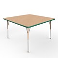 ECR4Kids Thermo-Fused Adjustable Ball 48 Square Laminate Activity Table Maple/Green/Sand (ELR-14217-MPGNSDSB)