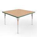 ECR4Kids Thermo-Fused Adjustable Swivel 48 Square Laminate Activity Table Maple/Green/Sand (ELR-14217-MPGNSDSS)