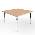 ECR4Kids Thermo-Fused Adjustable Swivel 48 Square Laminate Activity Table Maple/Maple/Green (ELR-14217-MPMPGNSS)