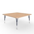 ECR4Kids Thermo-Fused Adjustable Swivel 48 Square Laminate Activity Table Maple/Maple/Navy (ELR-14217-MPMPNVTS)