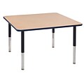 ECR4Kids Thermo-Fused Adjustable Leg 48 Square Laminate Activity Table Maple/Navy/Black (ELR-14217-MPNVBKSL)