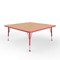 ECR4Kids Thermo-Fused Adjustable Ball 48 Square Laminate Activity Table Maple/Red (ELR-14217-MPRDRDTB)