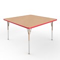 ECR4Kids Thermo-Fused Adjustable Ball 48 Square Laminate Activity Table Maple/Red/Sand (ELR-14217-MPRDSDSB)