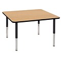 ECR4Kids T-Mold Adjustable Leg 48 Square Laminate Activity Table Oak/Black/Black (ELR-14117-OKBK-SL)