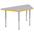ECR4Kids Thermo-Fused Adjustable Leg 60 x 30 Trapezoid Laminate Activity Table Grey/Yellow/Silver (ELR-14219-GYYESVSL)