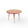 ECR4Kids Thermo-Fused Adjustable Swivel 30 Round Laminate Activity Table Maple/Red/Sand (ELR-14221-MPRDSDTS)