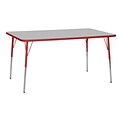 ECR4Kids T-Mold Adjustable Swivel 60 x 36 Rectangle Laminate Activity Table Grey/Red (ELR-14122-GRD-TS)