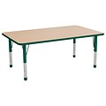 ECR4Kids Thermo-Fused Adjustable 60 x 36 Rectangle Laminate Activity Table Maple/Green (ELR-14222-MPGNGNCH)