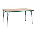ECR4Kids Thermo-Fused Adjustable Ball 60 x 36 Rectangle Laminate Activity Table Maple/Green (ELR-14222-MPGNGNSB)