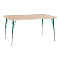 ECR4Kids Thermo-Fused Adjustable Swivel 60 x 36 Rectangle Laminate Activity Table Maple/Maple/Green (ELR-14222-MPMPGNSS)