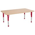 ECR4Kids Thermo-Fused Adjustable 60 x 36 Rectangle Laminate Activity Table Maple/Maple/Red (ELR-14222-MPMPRDCH)